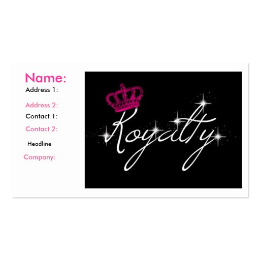 royalty business cards (front side)