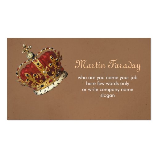 royalty king crown business card (front side)