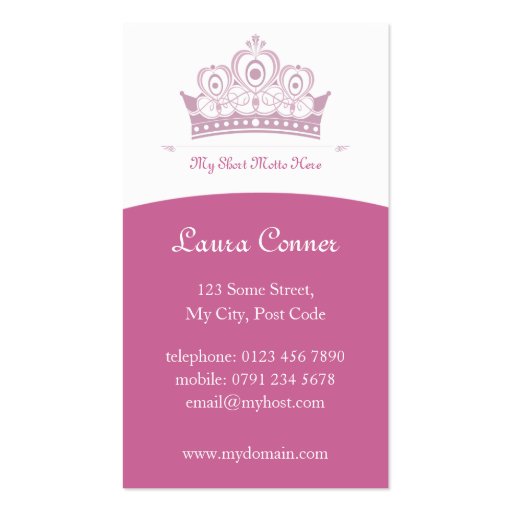 Royalty / Princess Business Cards (front side)