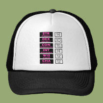RPG Ability Score (Black & Pink) hats