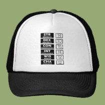 RPG Ability Score (Black & White) hats