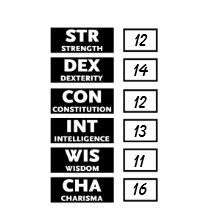 RPG Ability Score (Black & White) t-shirts by HaynzDesigns RPG Ability Score (Black & White) t-shirts