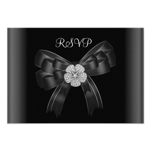 RSVP All Occasions Diamond Jewel Black Bow Invite