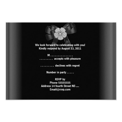 RSVP All Occasions Diamond Jewel Black Bow Invite