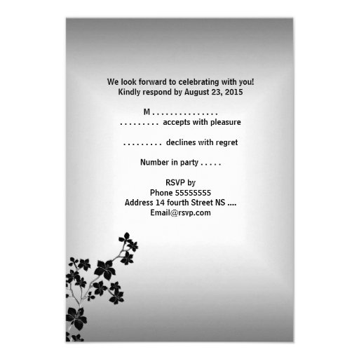 RSVP Anniversary Asian Black Silver Floral Couple Invite