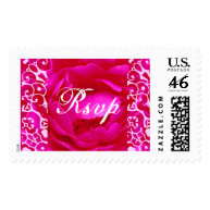 Rsvp Art Deco Pink Rose Postage - Customizable stamp
