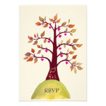 RSVP Autumn/Fall Heart Tree Carving Wedding Cards Invitation