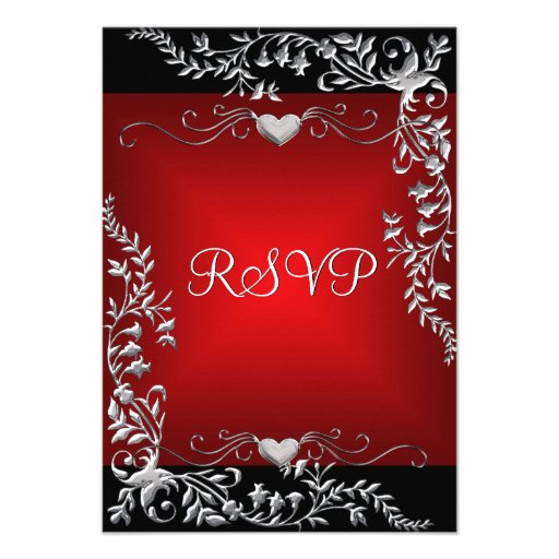 RSVP Birthday Party Black Bright Deep Red Big Custom Invitations