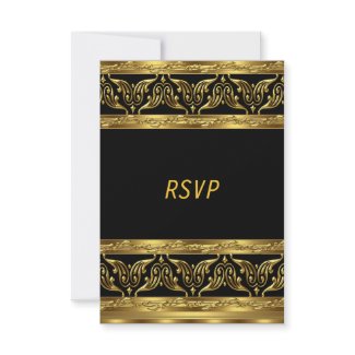RSVP Birthday Party Gifts Gold Black invitation