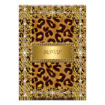 RSVP Birthday Party Gold Black Leopard Any age Personalized Invite