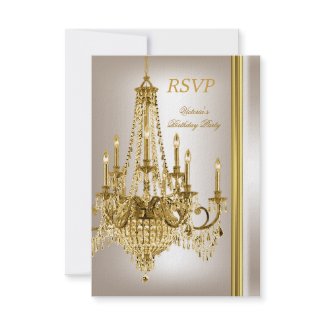 RSVP Birthday Party Gold White Cream Chandelier 2 invitation
