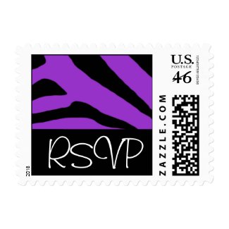 RSVP Black and Purple Zebra Customizable Postage stamp