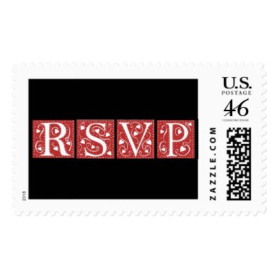 RSVP Black And Red Stamps by White_Wedding