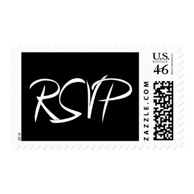 RSVP Black & White Postage Stamp by dndartstudio