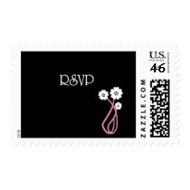 RSVP Black White Purple Flowers postage