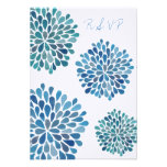 RSVP Blue Floral Blooms Wedding Card Personalized Announcement
