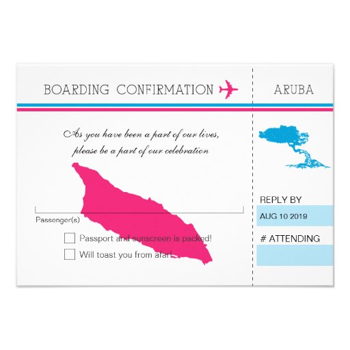 RSVP Boarding Pass TO Aruba Custom Announcement