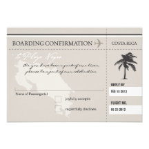 RSVP Boarding Pass TO COSTA RICA Invitations
