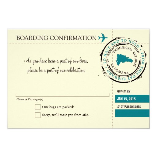 RSVP Boarding Pass TO Dominican Republic Announcements
