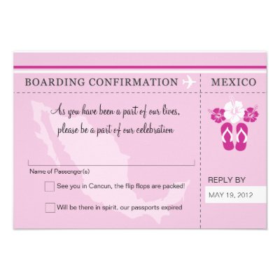 RSVP Boarding Pass TO MEXICO Invitation