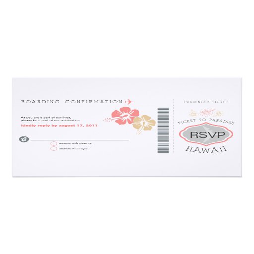 RSVP Boarding Pass Wedding Personalized Invitations