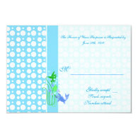 RSVP card. Cute , cool blue polka dots, goldfish, Announcements