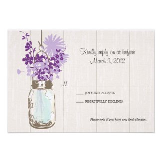 RSVP Card Mason Jar and Fireflies Announcement