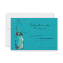 RSVP Card Mason Jar and Fireflies Personalized Invites