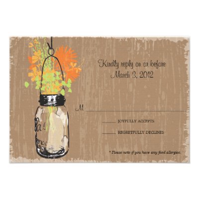 RSVP Card Mason Jar and Fireflies Personalized Invitations