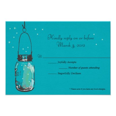 RSVP Card Mason Jar and Fireflies Personalized Invites