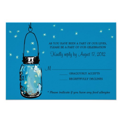 RSVP Card Whimsy Fireflies and Mason Jar