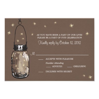 RSVP Card Whimsy Fireflies and Mason Jar Custom Invitations