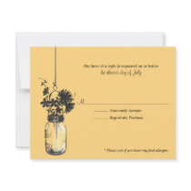 RSVP Card Wid Flowers & Mason Jar Invitation