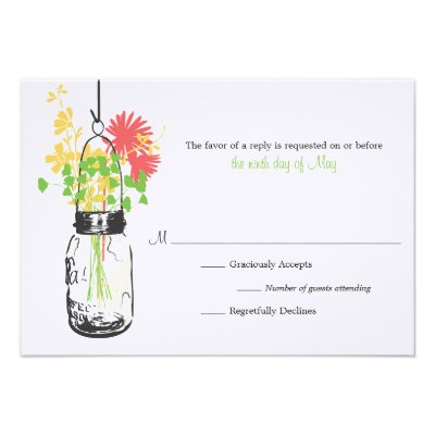 RSVP Card  Wild Flowers & Mason Jar Custom Invites