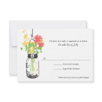 RSVP Card  Wild Flowers & Mason Jar Personalized Announcement
