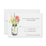 RSVP Card  Wild Flowers & Mason Jar Personalized Announcement