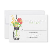 RSVP Card  Wild Flowers & Mason Jar Custom Invites