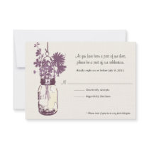 RSVP Card  Wild Flowers & Mason Jar Personalized Announcements