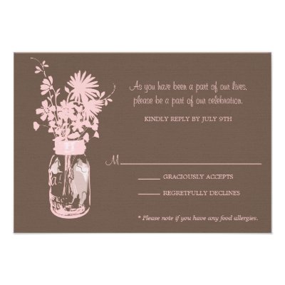 RSVP Card  Wild Flowers & Mason Jar Personalized Invitation