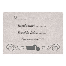 RSVP Card with Faux Embossed Motorcycle Announcement