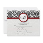RSVP Cards Black and Burgundy Damask Monogram Custom Invitation