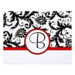 RSVP Cards-Black & White Damask Red Trim Invitations