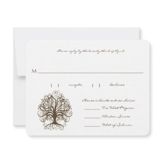 RSVP Cards-Brown Tree Swirl Menu Selections invitation