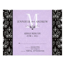 RSVP Cards Monogram Chandelier Purple Invitations