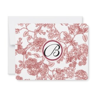 RSVP Cards-Pink Roses Maroon Trim - faded pattern invitation