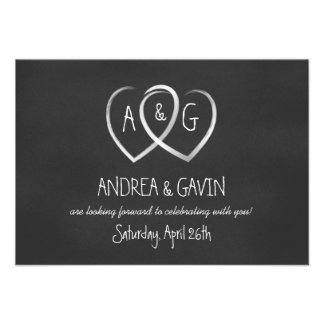 RSVP Chalkboard Hearts Monogram Reply Invite