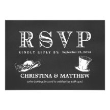 RSVP Chalkboard Vintage Wedding Hats Custom Invitation