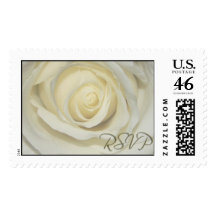 RSVP Cream Wedding Day Rose Postage Stamps