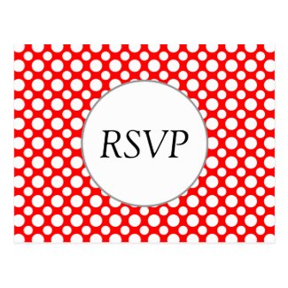 RSVP Custom White Polka Dots on Red Postcard