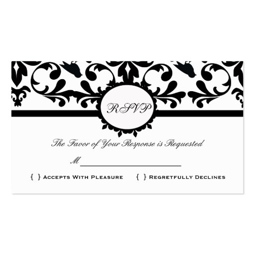 RSVP Damask Vintage Custom Wedding Response Card Business Card Template